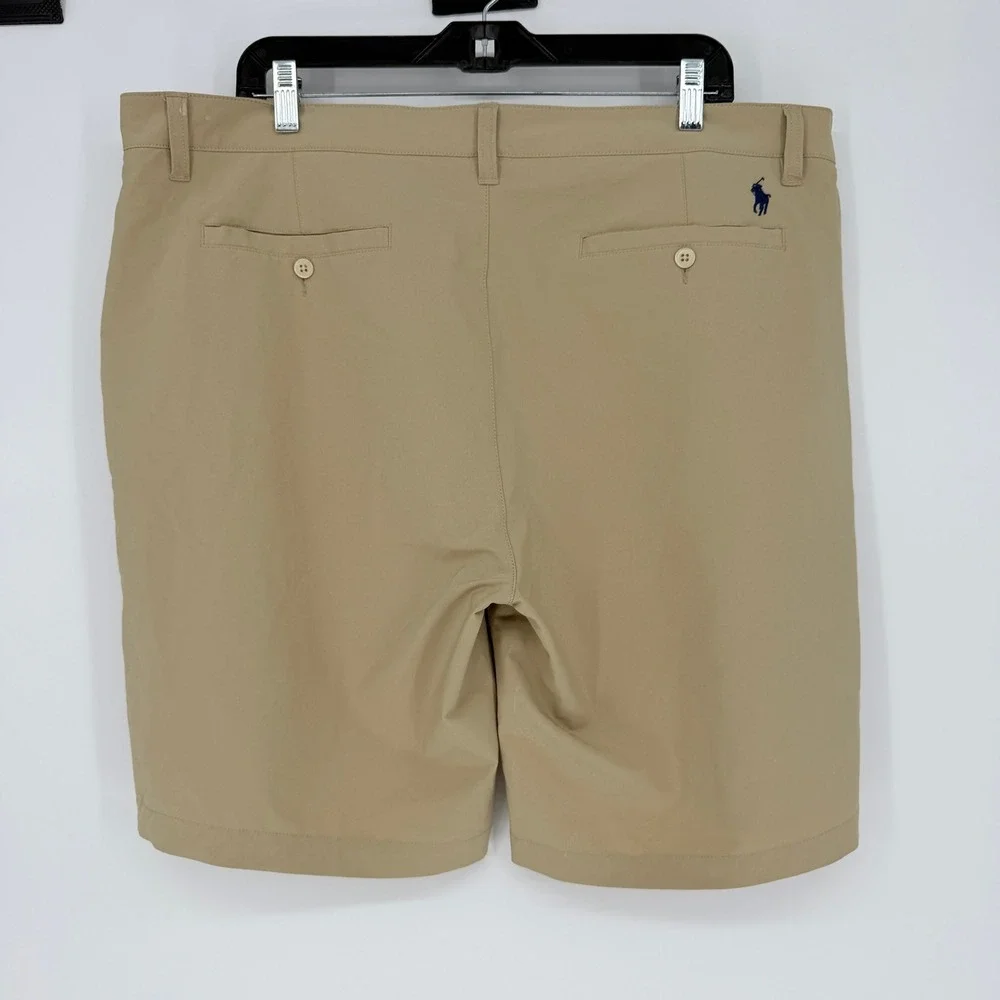 Polo Ralph Lauren Mens 38 Performance Golf Shorts Tan Khaki Stretch Flat Front